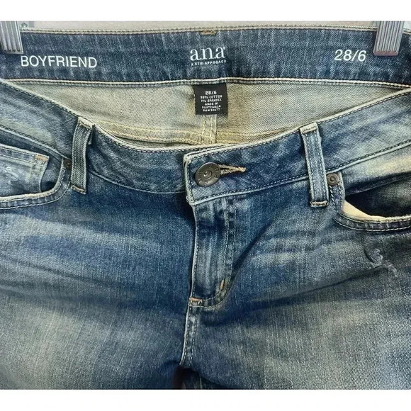 Ana A New Approach Jeans Women's‎ Size 28/6 Mid Rise Boyfriend Distressed Denim - Picture 6 of 8